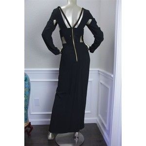 $4500 New ROLAND MOURET Black Strappy Open Back Gown Long Column Dress 12